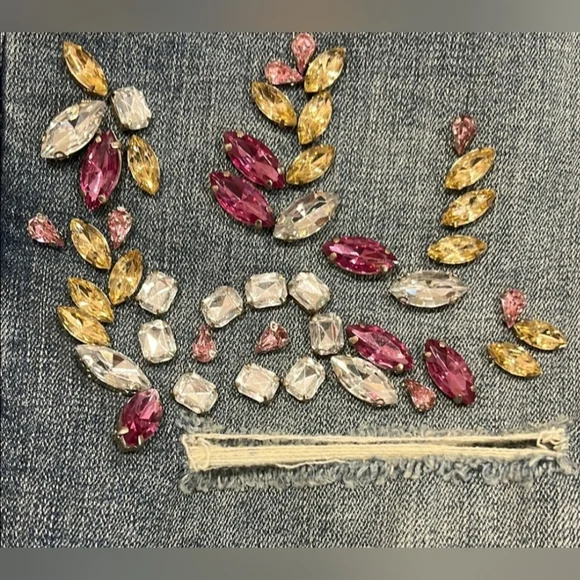 Express High Rise Distressed Rhinestone Embellished Shortie - Size 2 - Picture 5 of 8